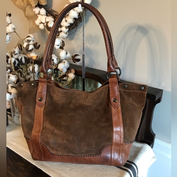 Frye Handbags - Frye Brown Suede and Leather Shoulder Tote